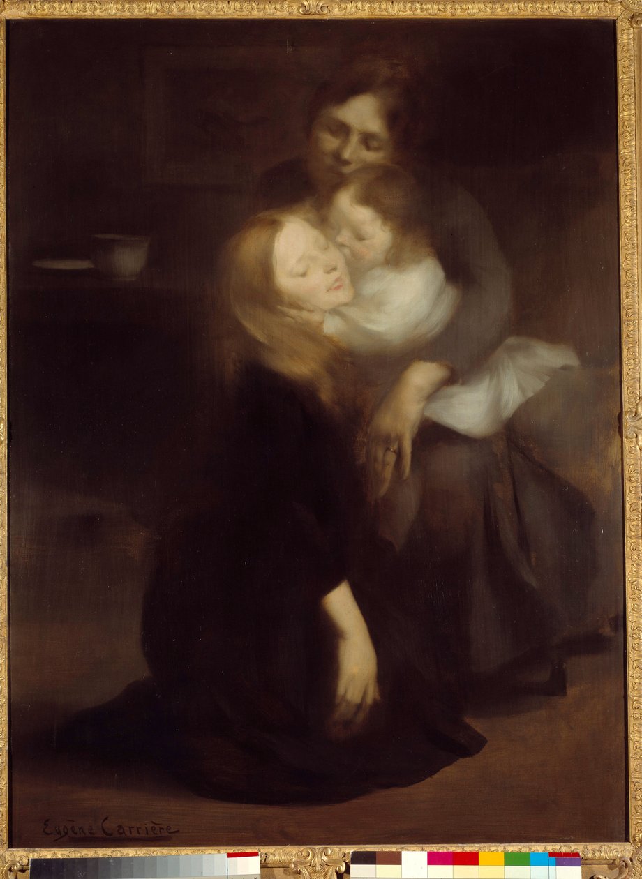 Intimita aneb velká sestra Obraz Eugene Carriere (1849-1906) Slunce 19. století. 1,3x0,99 m Paříž, musee d