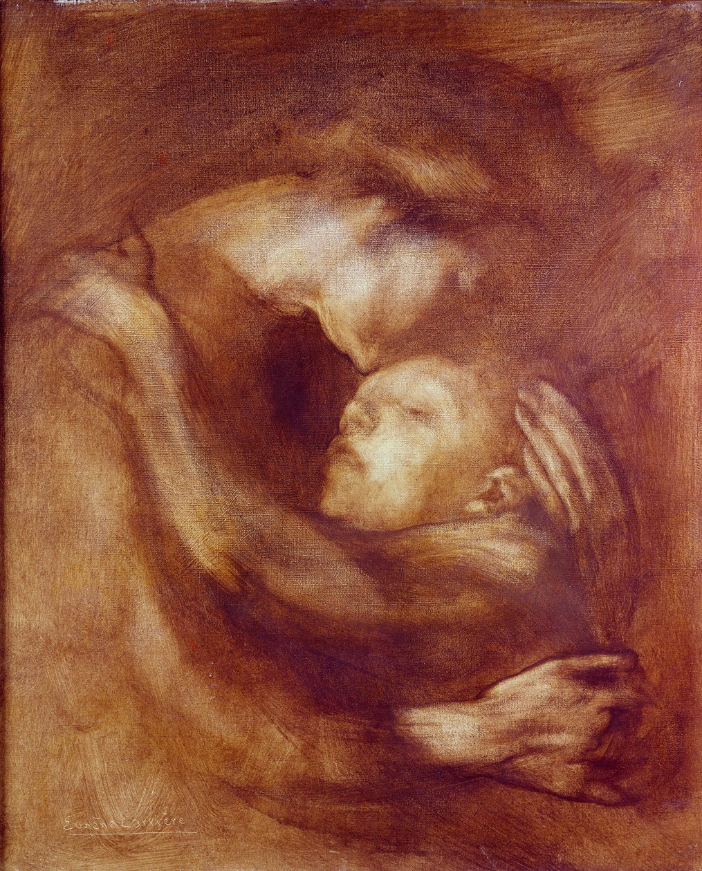 Nemocné dítě Olej na kartonu Eugene Carriere (1849-1906) 19. století Sun. 0,65x0,54 m Paříž, muzeum Orsay od Eugène Carrière