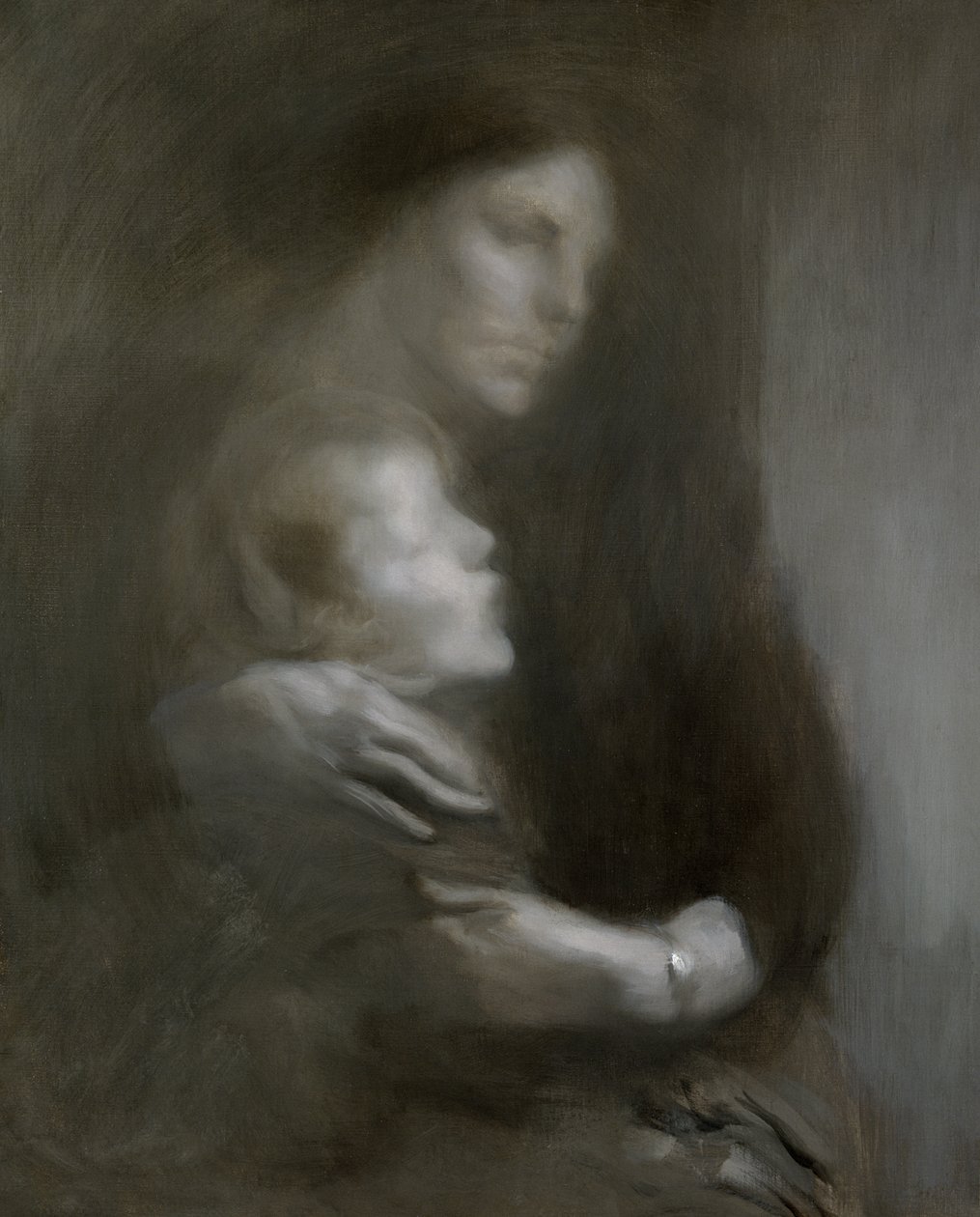 Mateřství (Utrpení) (olej na plátně) od Eugène Carrière