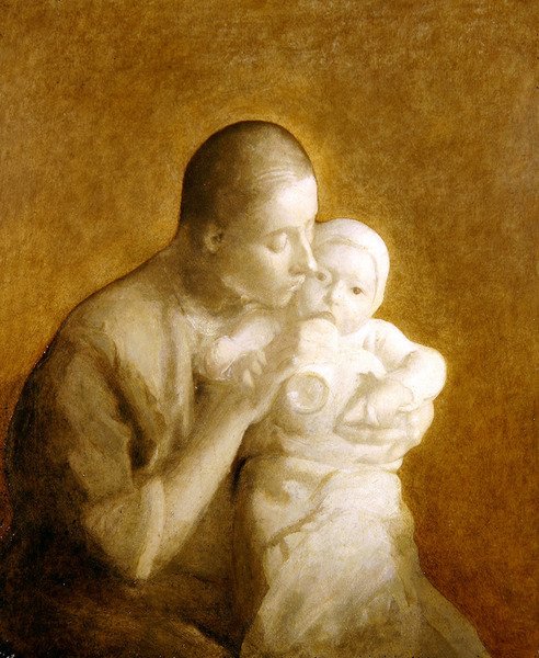Matka a dítě (olej na plátně) od Eugène Carrière