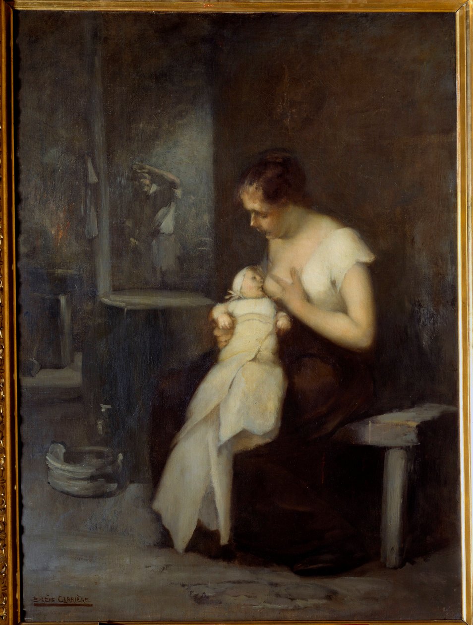 Kojící žena Obraz Eugene Carriere (1849-1906) 1879 Ne. 0,81x0,59 m Rouen, Musee des Beaux Arts od Eugène Carrière