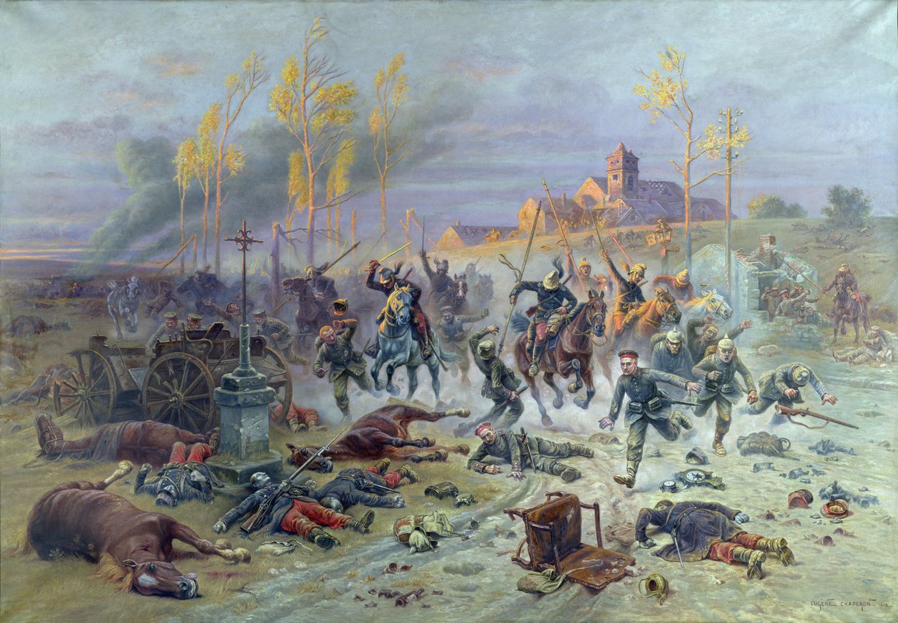 Obvinění francouzských vojáků v bitvě na Marně, 8. nebo 9. září 1914, 1915 od Eugene Chaperon