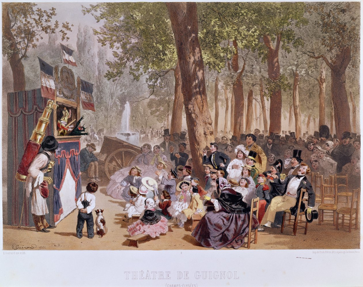 Divadlo Guignol na Champs Elysees, 1856 od Eugene Charles Francois Guerard