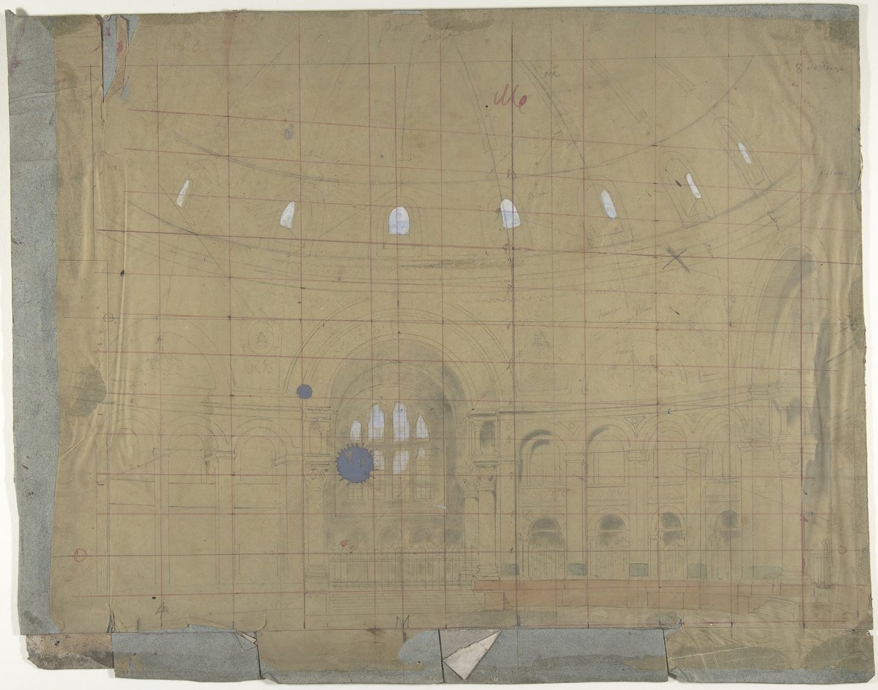 Návrh pro scénu v Opéra, Paříž: Interiér kostela, 1830-90. od Eugene Ciceri