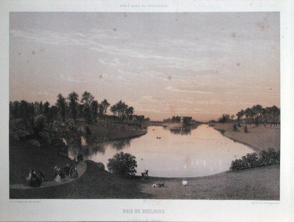 Bois de Boulogne z „Paříže v její nádheře“, kolem roku 1860 (litho) od Eugene Ciceri