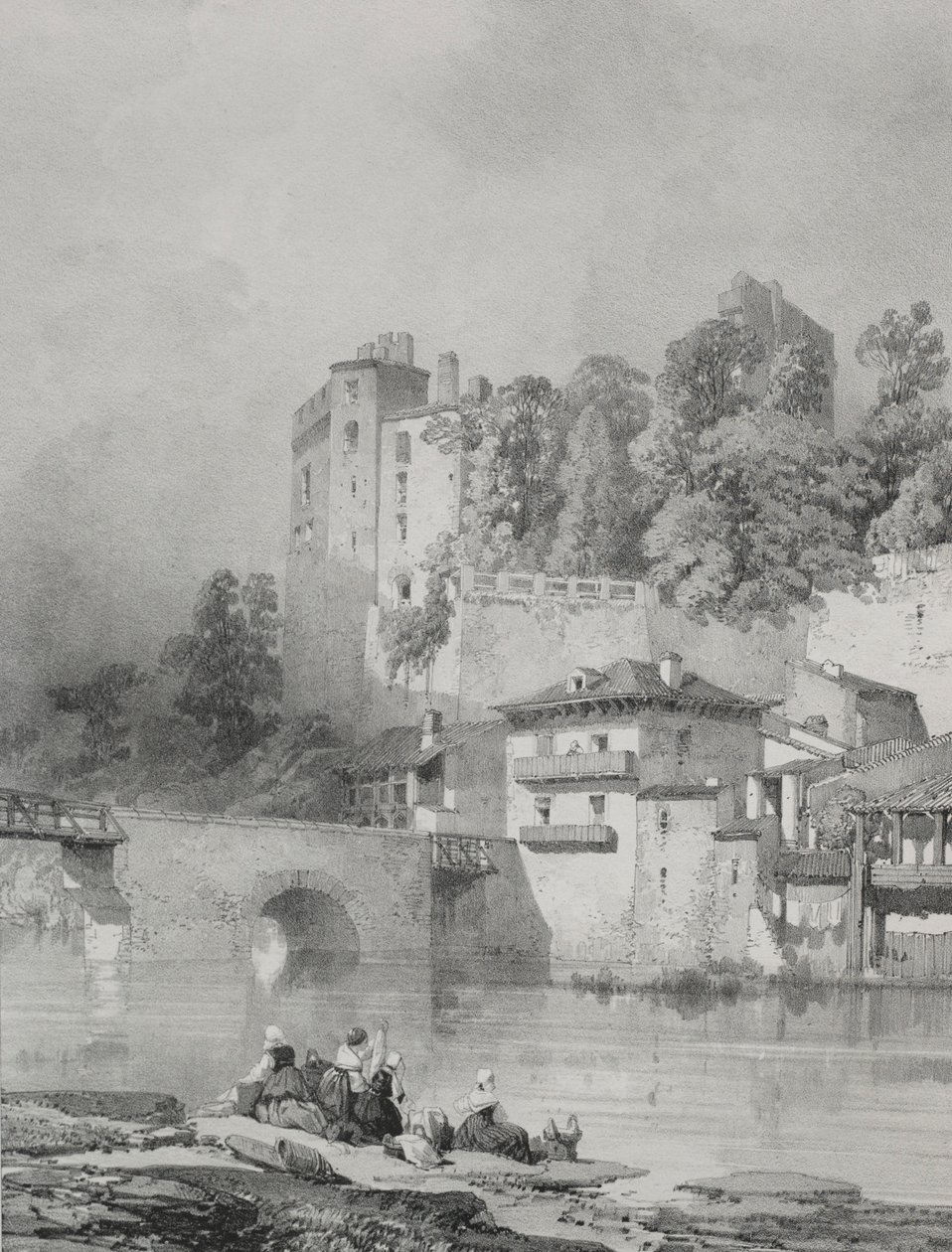 Malebné a romantické cesty starověkou Francií. Bretaň: Chateau de Clisson. od Eugene Ciceri
