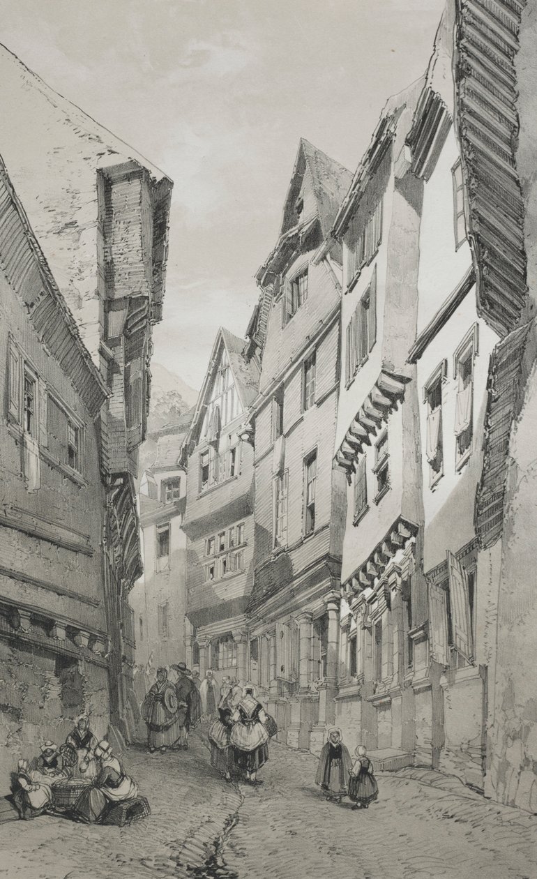 Malebné a romantické cesty starověkou Francií. Brittany: Morlaix. od Eugene Ciceri