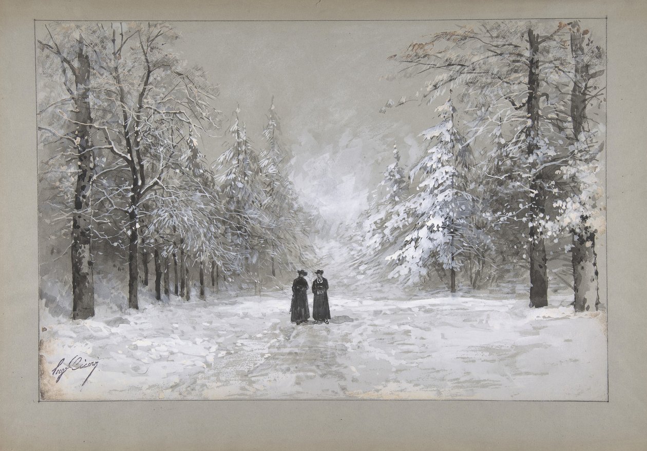 Zimní scéna se dvěma muži, 1830-90. od Eugene Ciceri