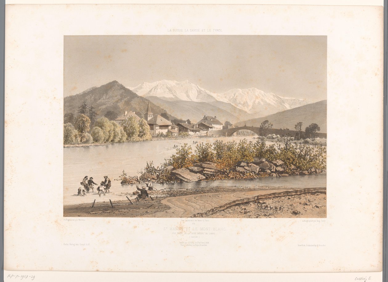 Pohled na Saint-Martin-sur-Arve z Mont Blancu Svatý Martin a Mont-Blanc (název na objektu) Gezichten in Zwitserland, Savoy in Tirol (název série) Švýcarsko, Savojsko a Tyrolsko (název série na objektu) od Eugene Ciceri