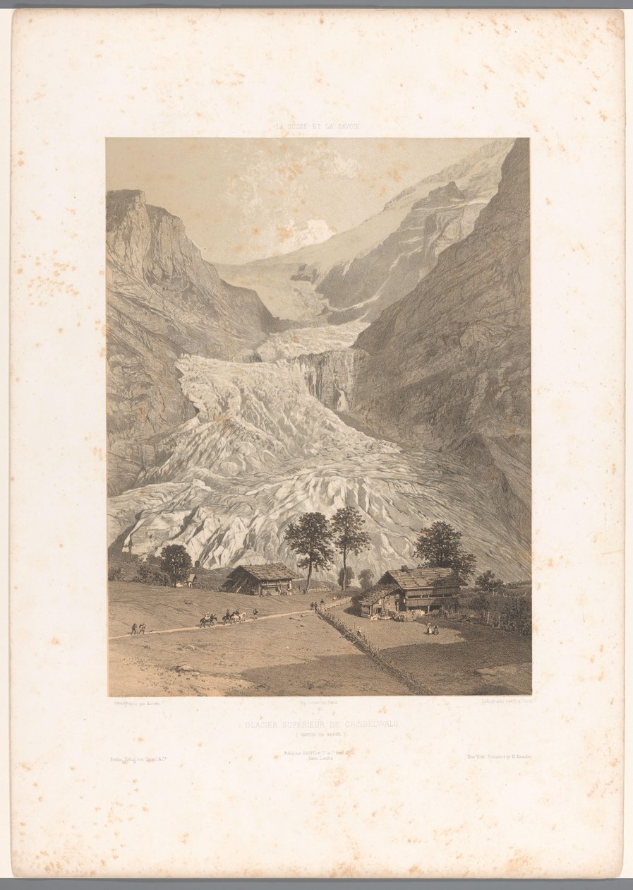 Pohled na ledovec High Grindelwald Glacier Superior de Grindelwald (název na objektu) Tváře ve Švýcarsku a Savoy (název série) La Suisse et la Savoie (název série na objektu) od Eugene Ciceri