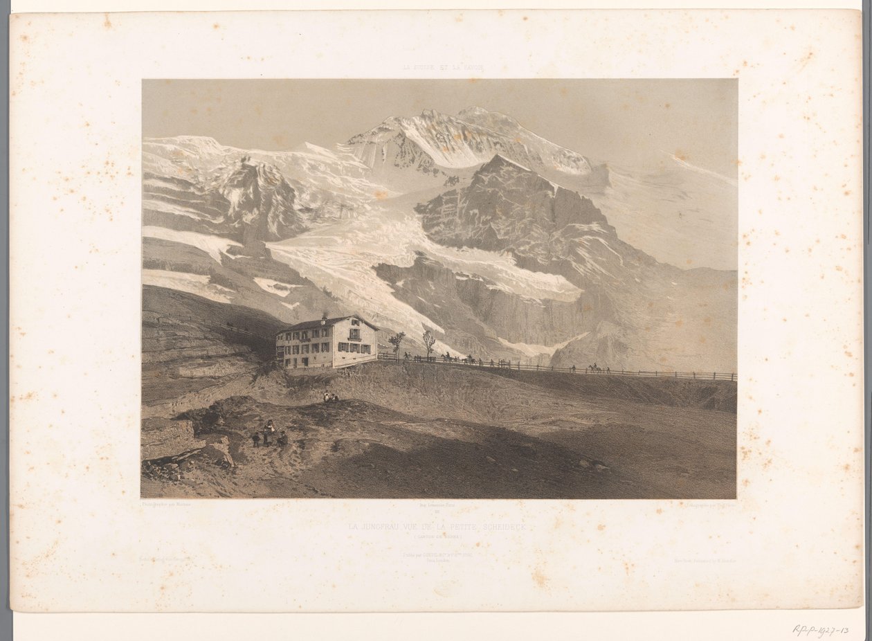 Pohled na Jungfrau z Kleine Scheidegg La Jungfrau vue de la petite Scheideck (název na objektu) Tváře ve Švýcarsku a Savoy (název série) La Suisse et la Savoie (název série na objektu) od Eugene Ciceri