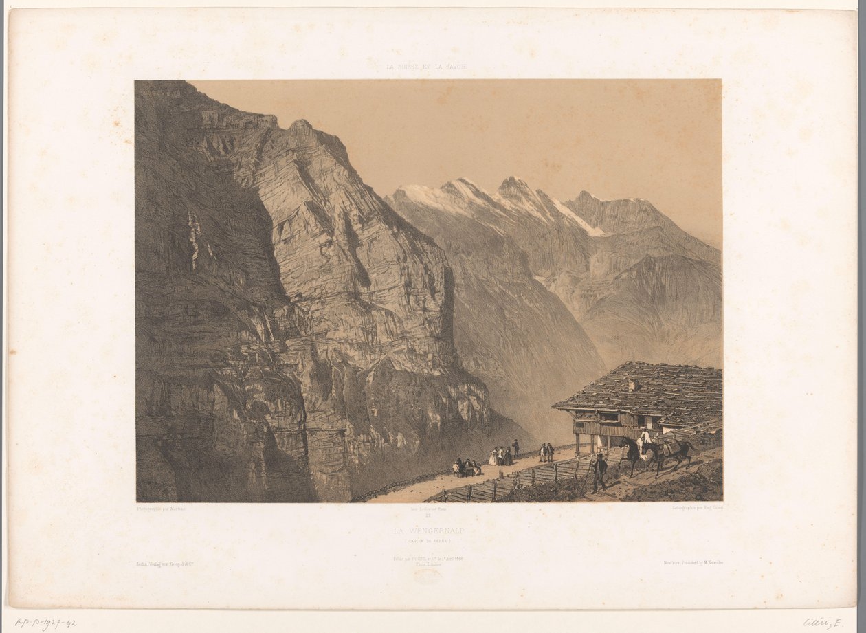 Pohled na Wengernalp La Wengernalp (název na objektu) Tváře ve Švýcarsku a Savoy (název série) La Suisse et la Savoie (název série na objektu) od Eugene Ciceri