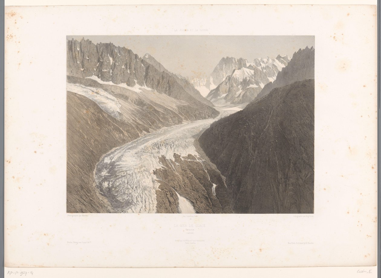 Pohled na ledovec Mer-de-Glace v Chamonix La Mer de Glace, Chamonix (název na objektu) Tváře ve Švýcarsku a Savoy (název série) La Suisse et la Savoie (název série na objektu) od Eugene Ciceri