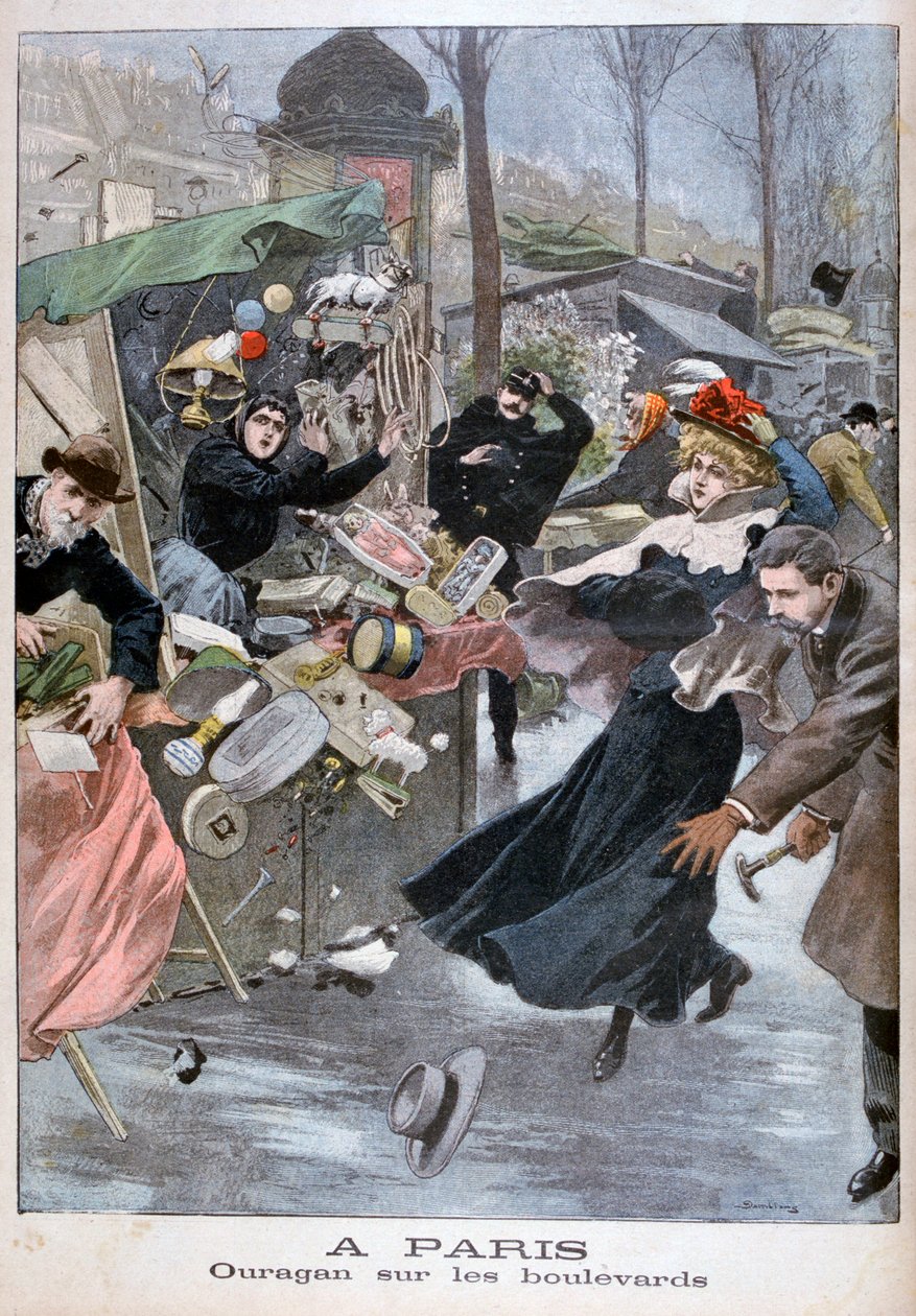 Hurikán na bulvárech, Paříž, 1900 od Eugene Damblans