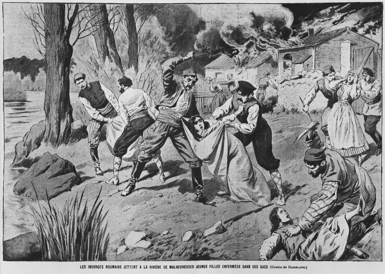 Vzpoura rumunských rolníků, ilustrace z „Le Pelerin“, 7. dubna 1907 od Eugene Damblans