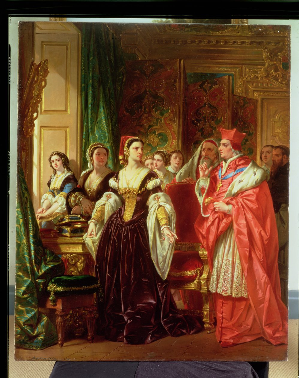 Scéna ze Shakespearova Jindřicha VIII.; Kardinál Wolsey a Kateřina Aragonská, 1858 od Eugene Deveria