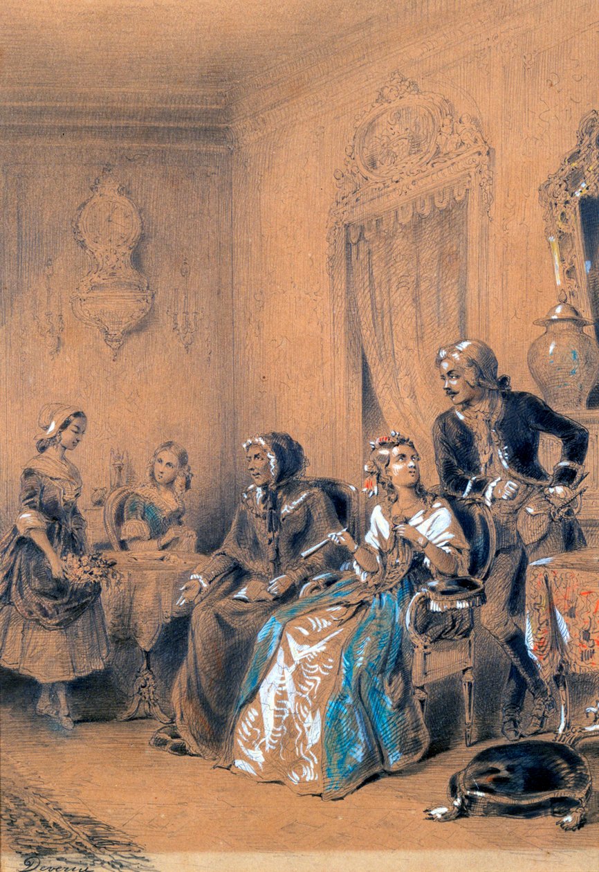 Vnitřní scéna, c1815-1865 od Eugene Deveria