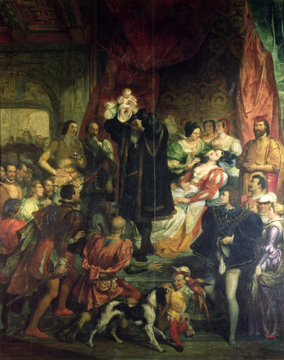 Narození Jindřicha IV. (1553-1610) na hradě Pau, 13. prosince 1553, 1827 od Eugene Deveria