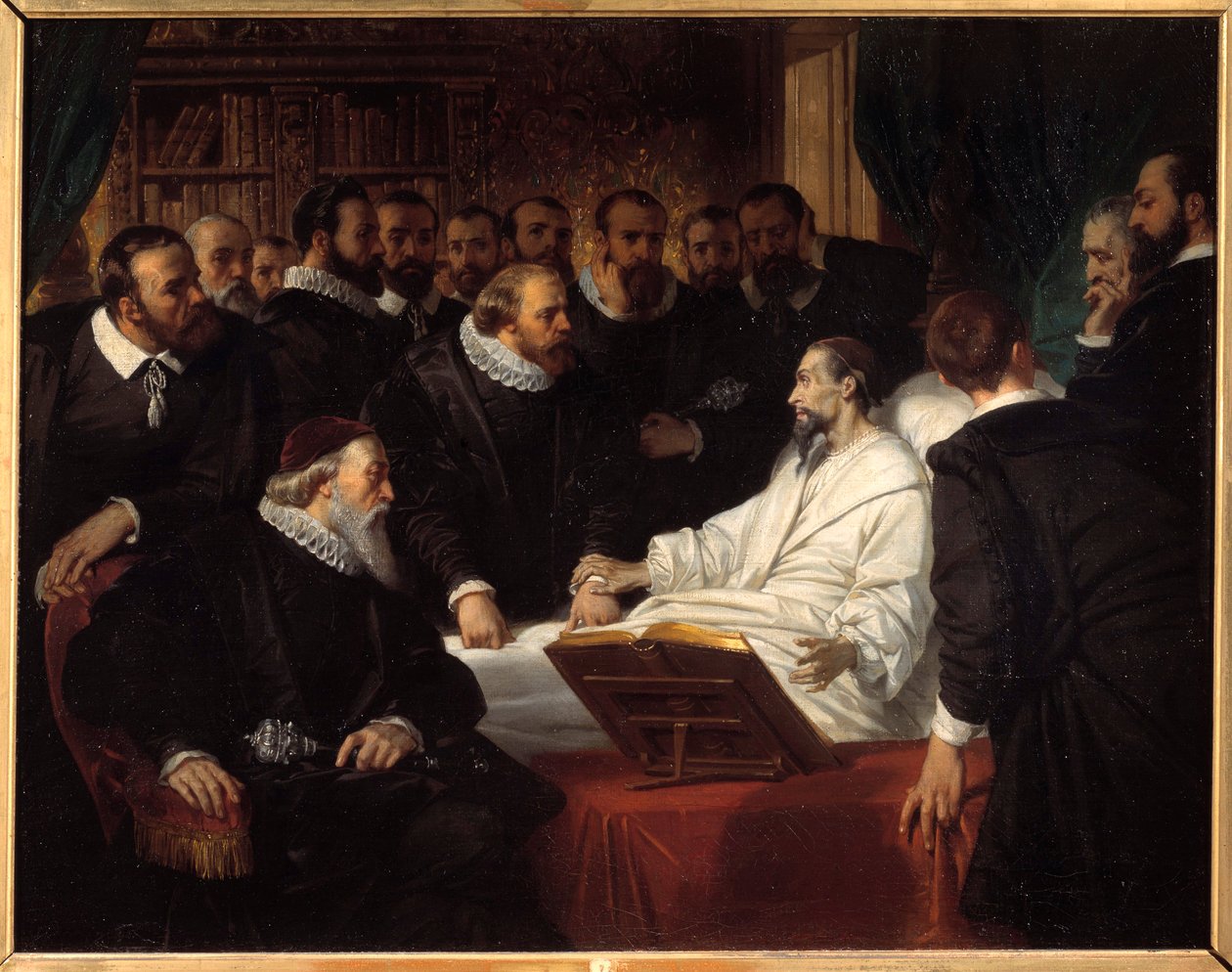 Smrt Jeana Calvina (1509-1564) Malba náboženského reformátora Eugena Deveria (1808-1865) 1835 Noyon, Musee Calvin od Eugene Deveria