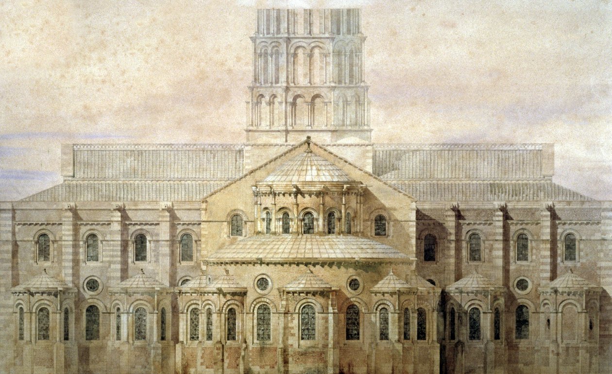 Bazilika Saint Sernin, apsida, Toulouse, kolem roku 1845 (ilustrace) od Eugene Emmanuel (after) Viollet le Duc