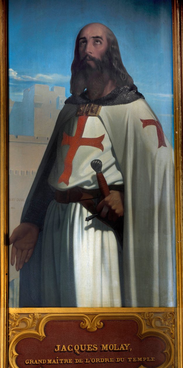 Portrét Jacquese de Molay (Molai) (asi 1243-1314), posledního velkého mistra templářů. Malba Amaury-Duvala (1808-1885). Muzeum Versailles. od Eugene Emmanuel Amaury Duval