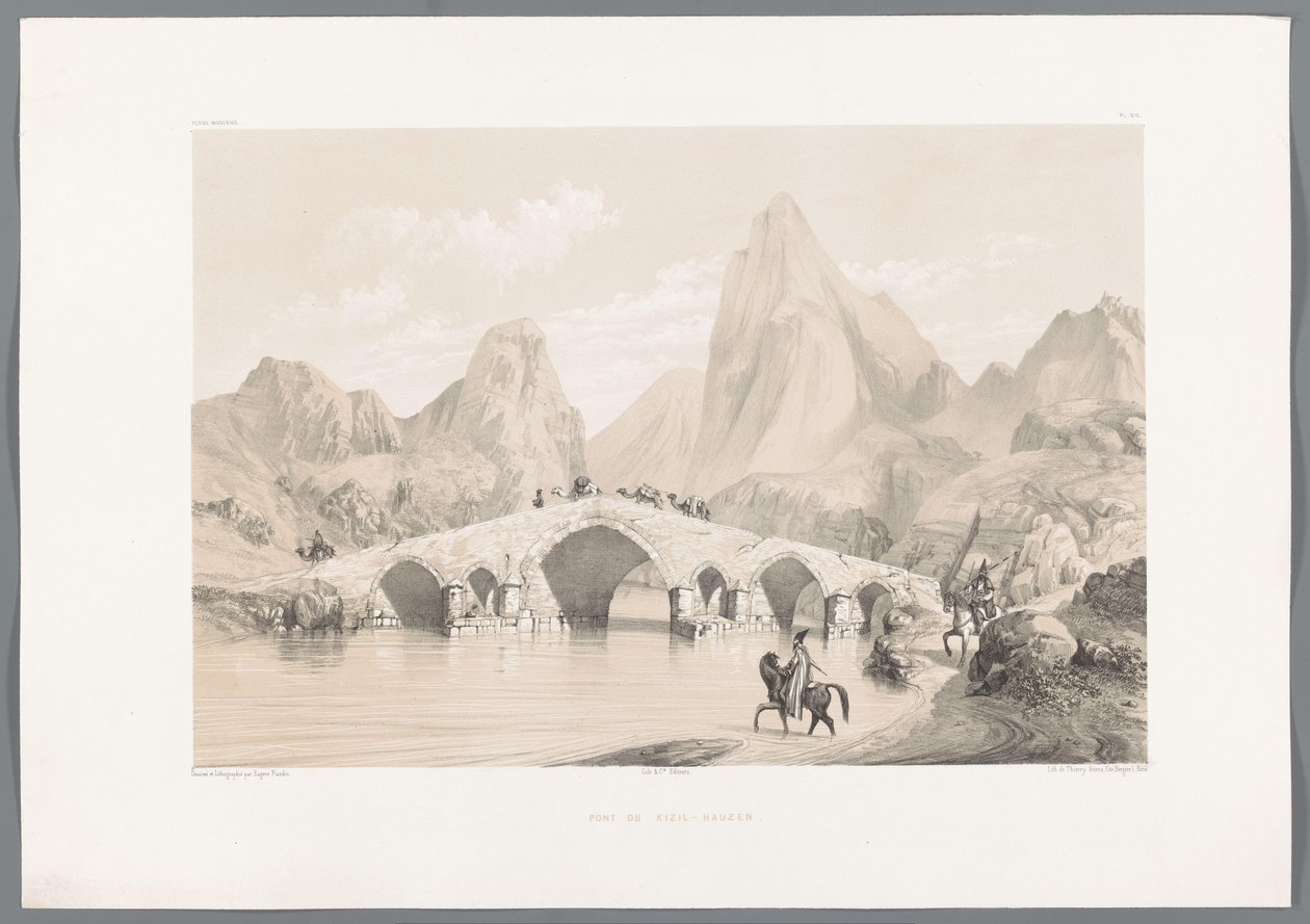 Most Pol-e Dokhtar Pont du Kizil-Hauzen (název na objektu) Perské krajiny (název série) Perse modern (název série) od Eugene Flandin