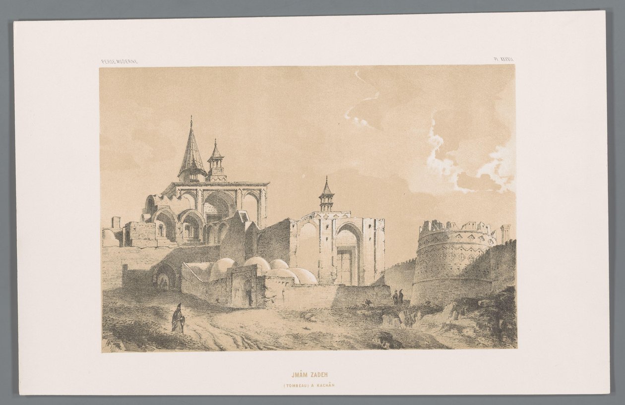 Hrobka Imamzadeh v Kashanu Imâm zadeh (tombeau a Kachân) (titul na předmětu) Perské krajiny (název série) Perse modern (název série) od Eugene Flandin