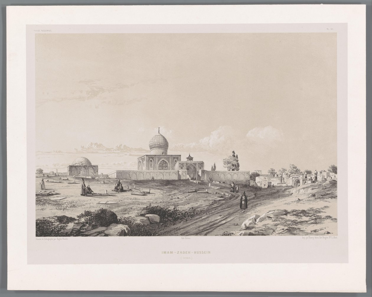 Imamzadeh z Hussein v Qazvin Imam-Zadeh-Hussein (Casbin) (titul na objektu) Perské krajiny (název série) Perse modern (název série) od Eugene Flandin