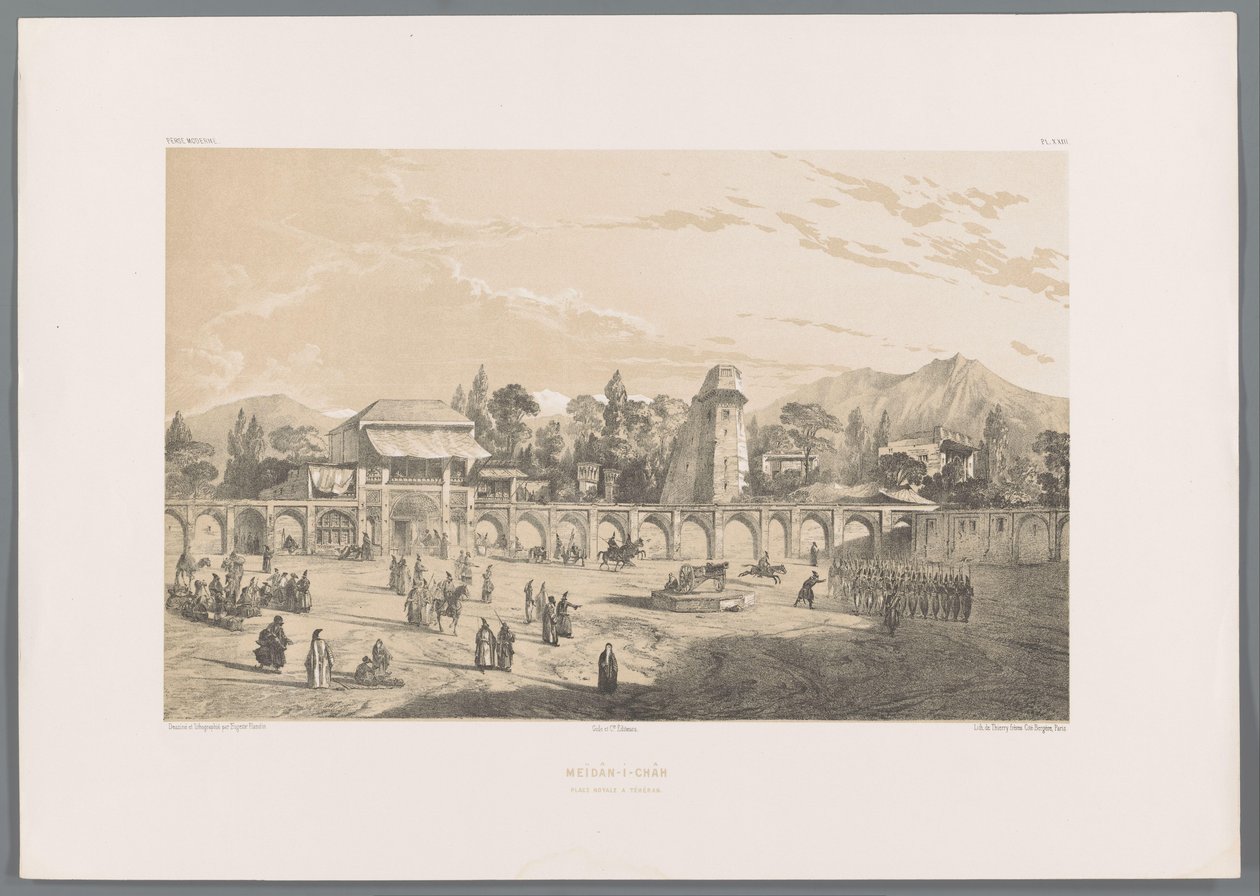 Meidan i Shah, královské náměstí v Teheránu Meïdân-i-Châh place royale a Téhéran (titul na předmětu) Perské krajiny (název série) Perse modern (název série) od Eugene Flandin