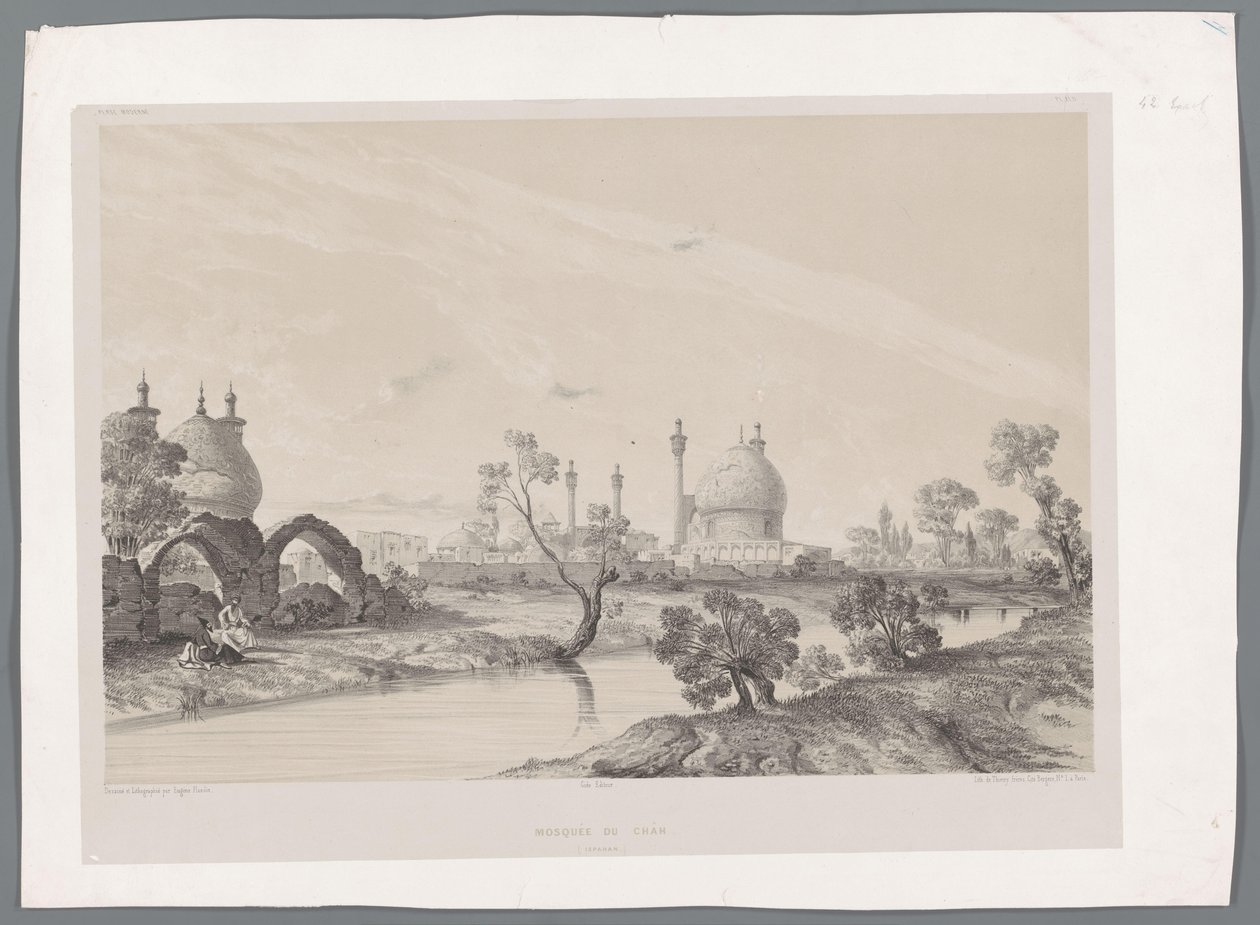 Mešita Šáha nebo Králova mešita v Isfahánu Mosquée du Châh (Ispahan) (název na objektu) Perské krajiny (název série) Perse modern (název série) od Eugene Flandin