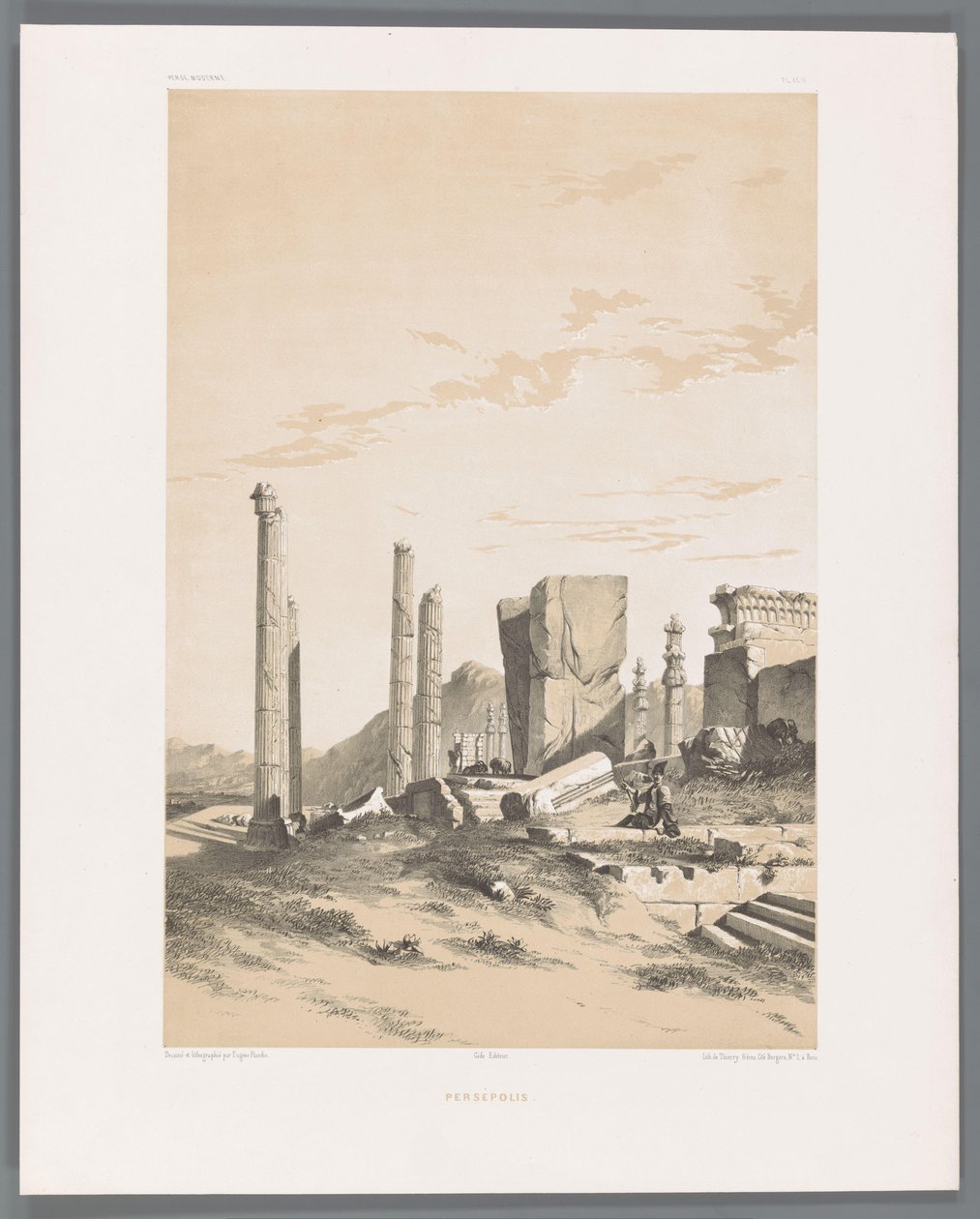 Ruiny Persepolis Persepolis (název na objektu) Perské krajiny (název série) Perse modern (název série) od Eugene Flandin
