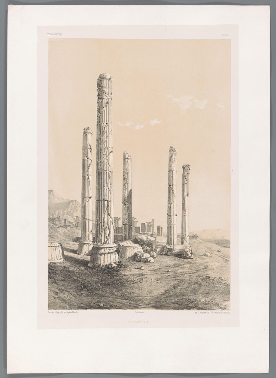 Ruiny Persepolis Persepolis (název na objektu) Perské krajiny (název série) Perse modern (název série) od Eugene Flandin