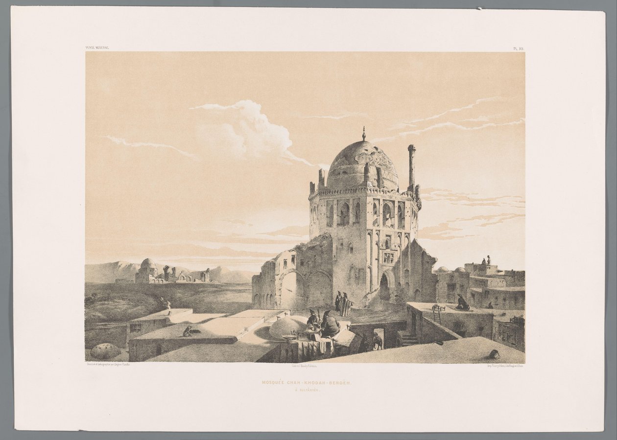 Mešita Shah Khoda v Soltaniyeh Mešita Chah-Khodah-Bendèh à Sultânyèn (název na objektu) Perské krajiny (název série) Perse moderne (název série) od Eugene Flandin