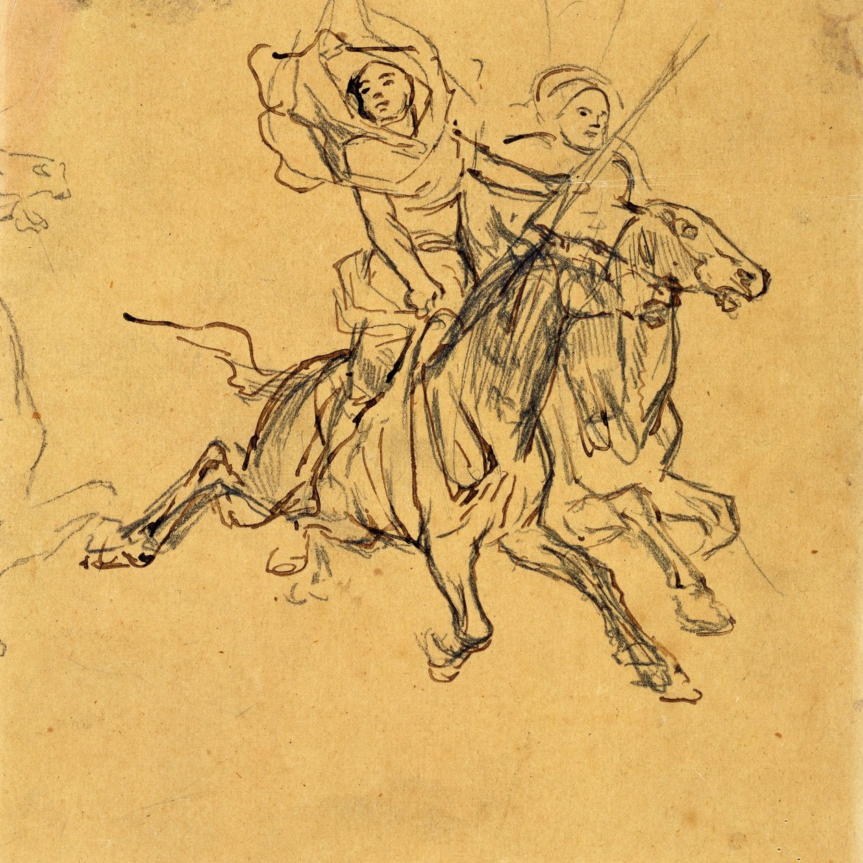 Studie von zwei Reitern od Eugène Fromentin