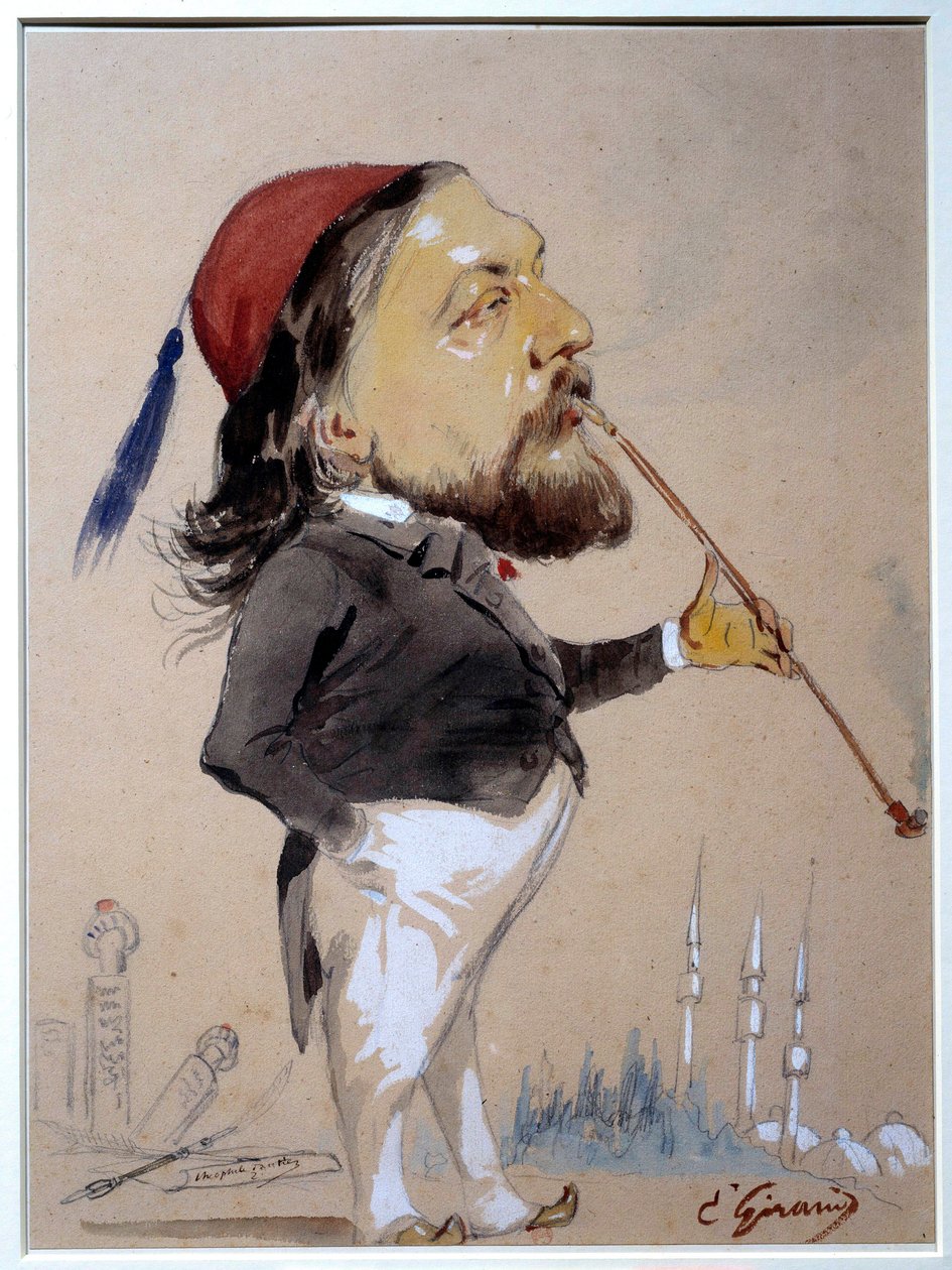 Portrét Theophila Gautiera (1811-1872) kouřícího svůj chibouk Kresba a akvarel Eugene Giraud (1806-1881) 1862 Paříž, B.N. od Eugene Giraud