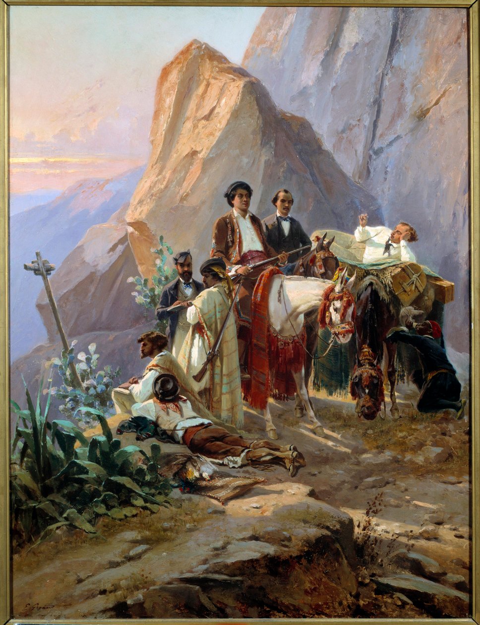 Suvenýr na cestu z Paříže do Cádizu vyrobený v roce 1846 Alexandrem Dumasem a jeho přáteli (olej na plátně) od Eugene Giraud
