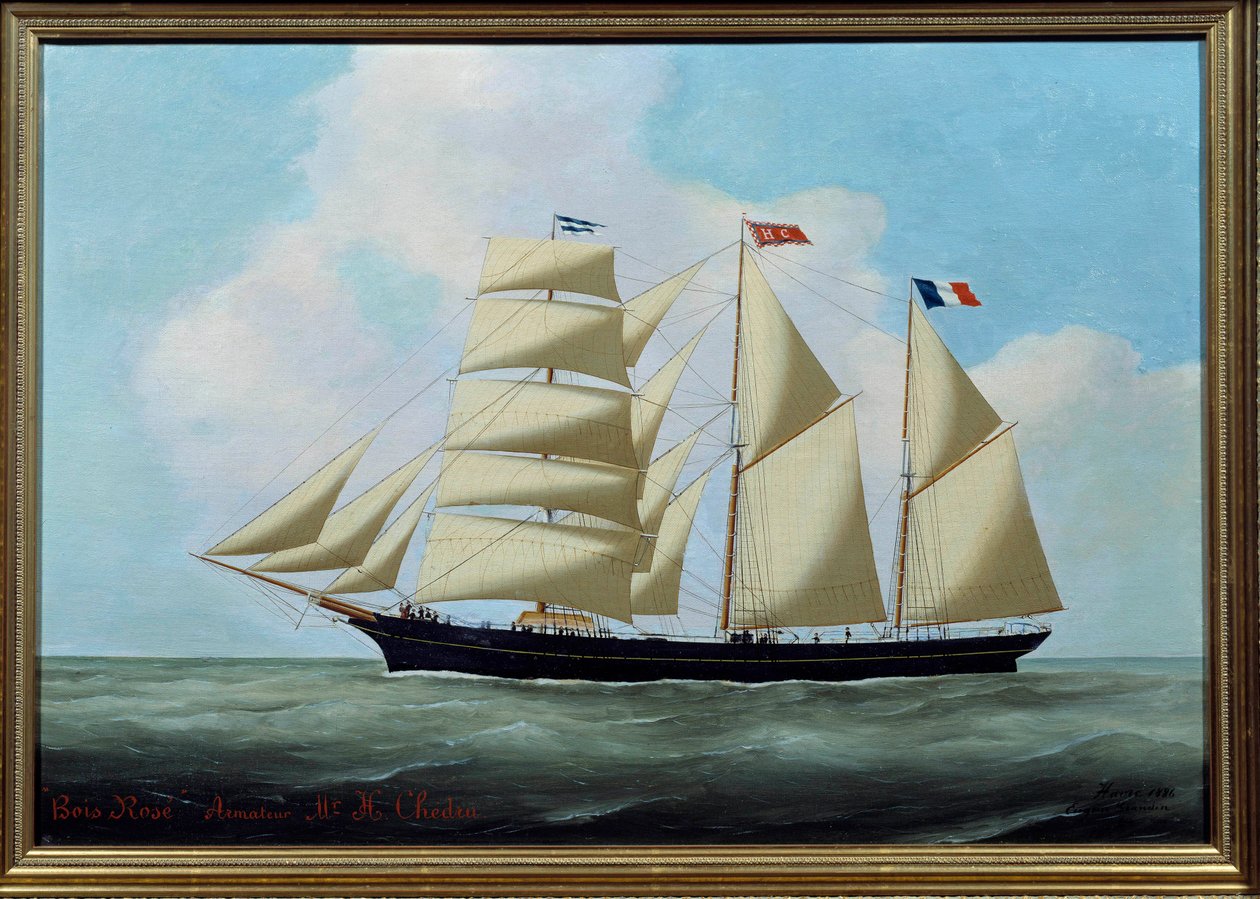Obraz Le Trois Mats Wood-Rose od Eugene Margueritte-Grandin dit Eugene Grandin (1833-1916) 1886 Sun. 0,56x0,81 m Fecamp, Muzeum Newfoundlandu od Eugene Grandin
