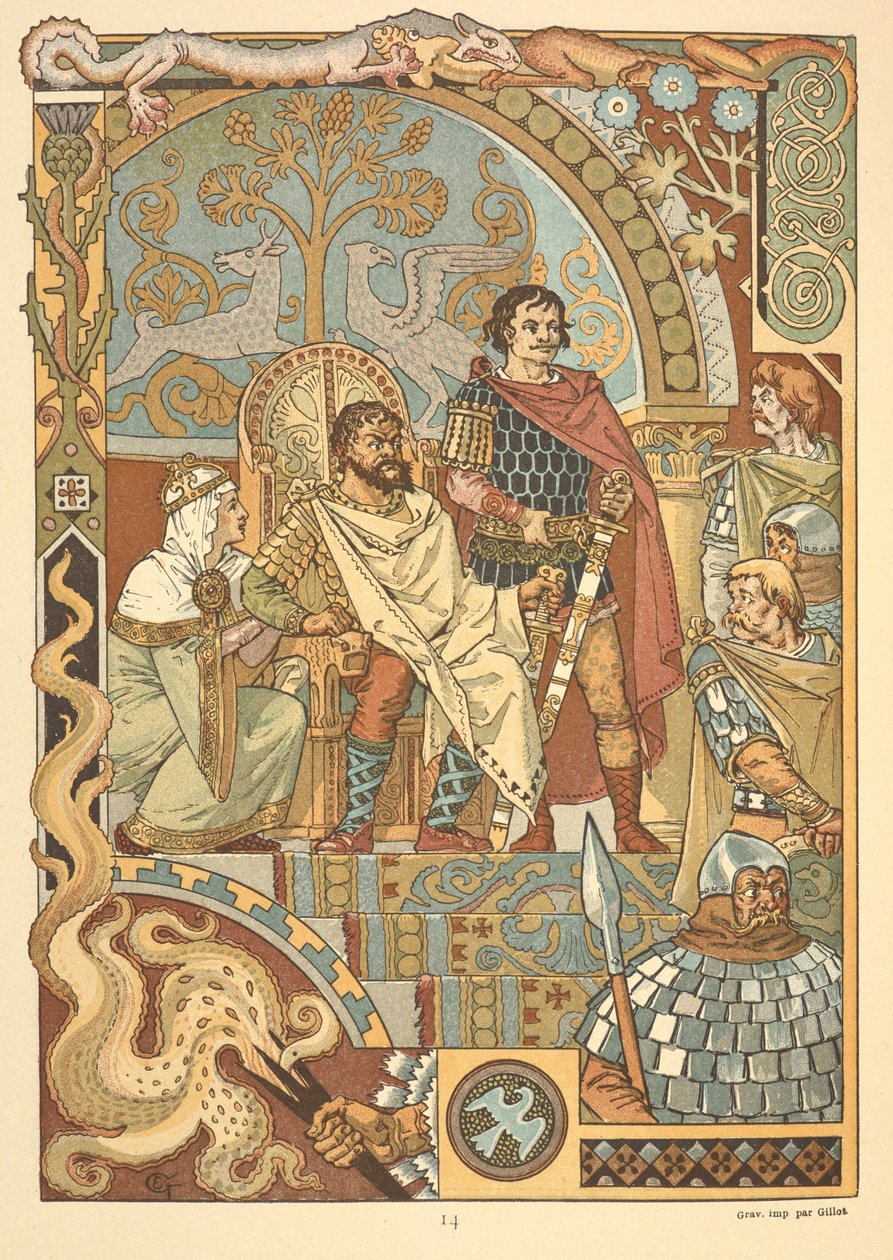 Král na trůnu u soudu. od Eugene Grasset