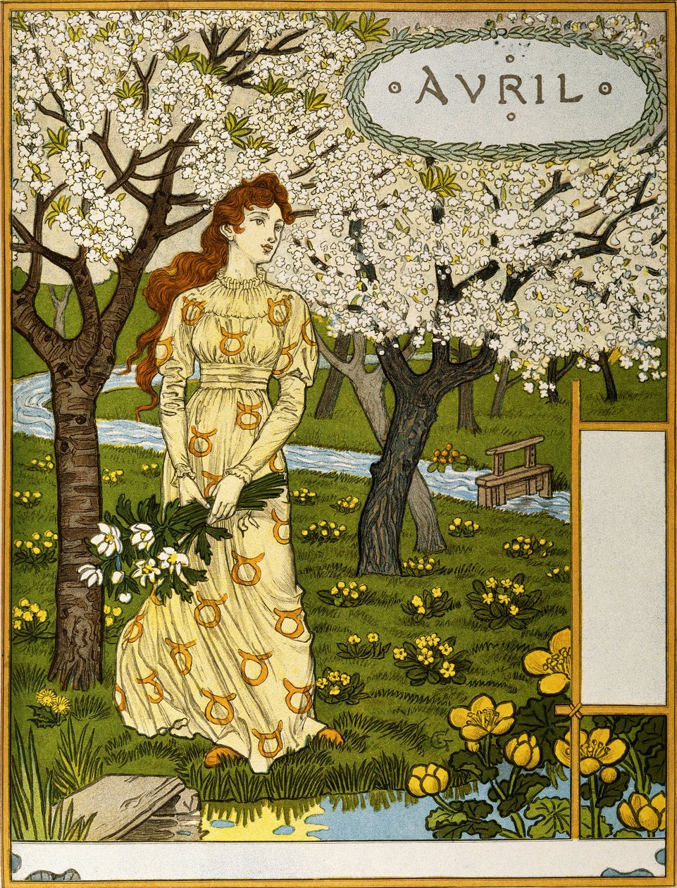 Duben, Ilustrace z výtvarného portfolia "Le Mois", 1896 od Eugene Grasset