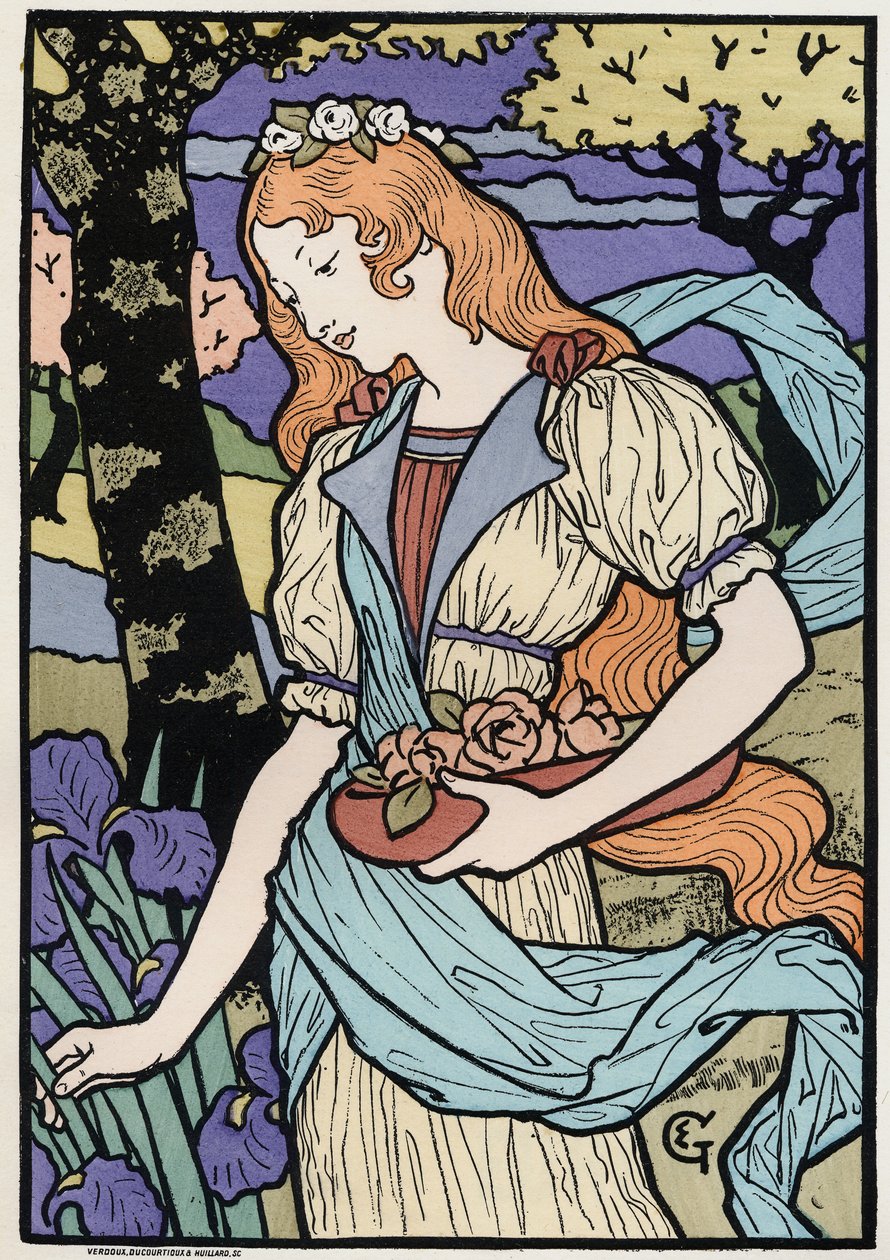 Umění. Ženy ve stylu Art Nouveau. Ilustrace E. Grasset, Francie, kolem roku 1890 (plakát) od Eugene Grasset