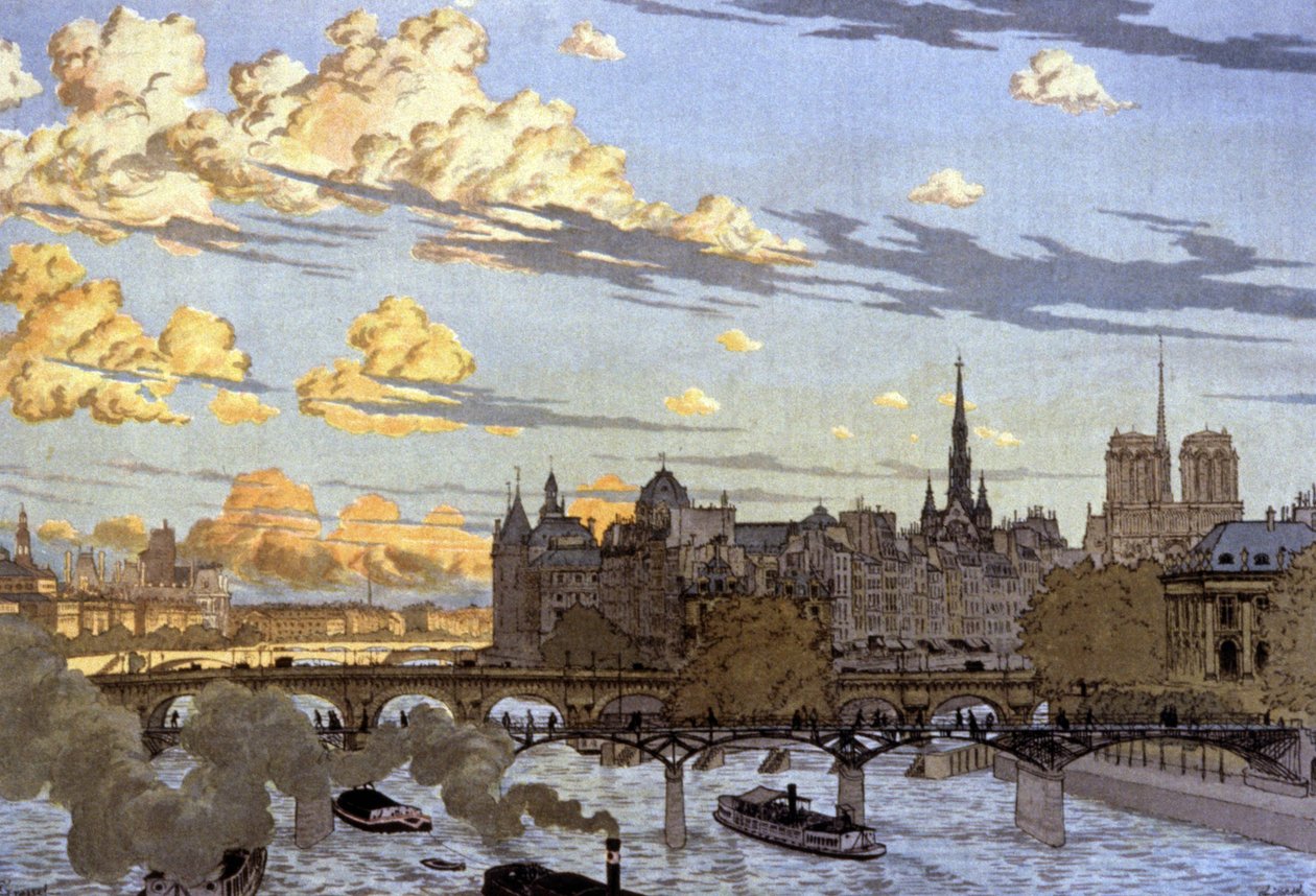 Ile de la Cite při pohledu z mostu Louvre od Eugene Grasset