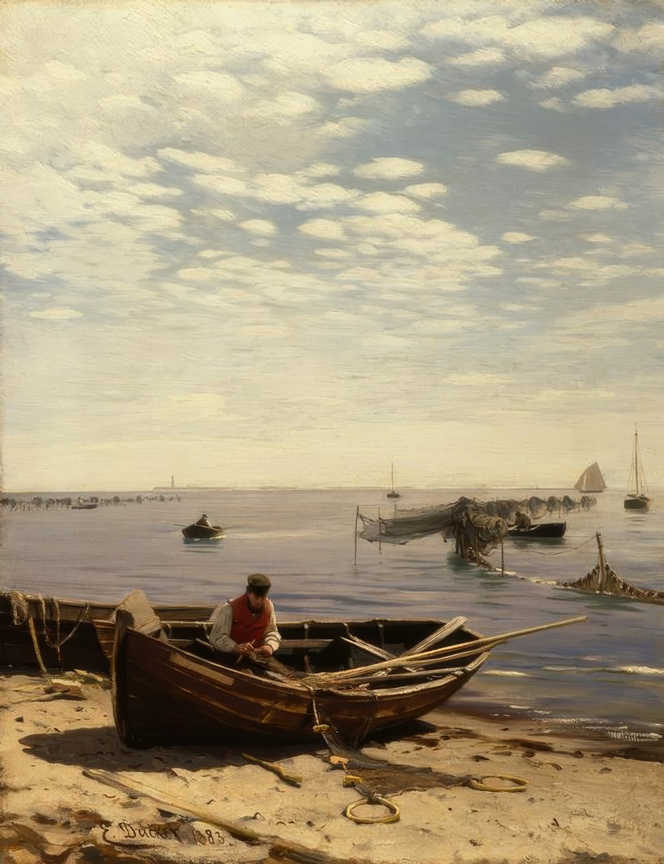 E. Dücker, pláž u Baltského moře od Eugene Gustav Dücker
