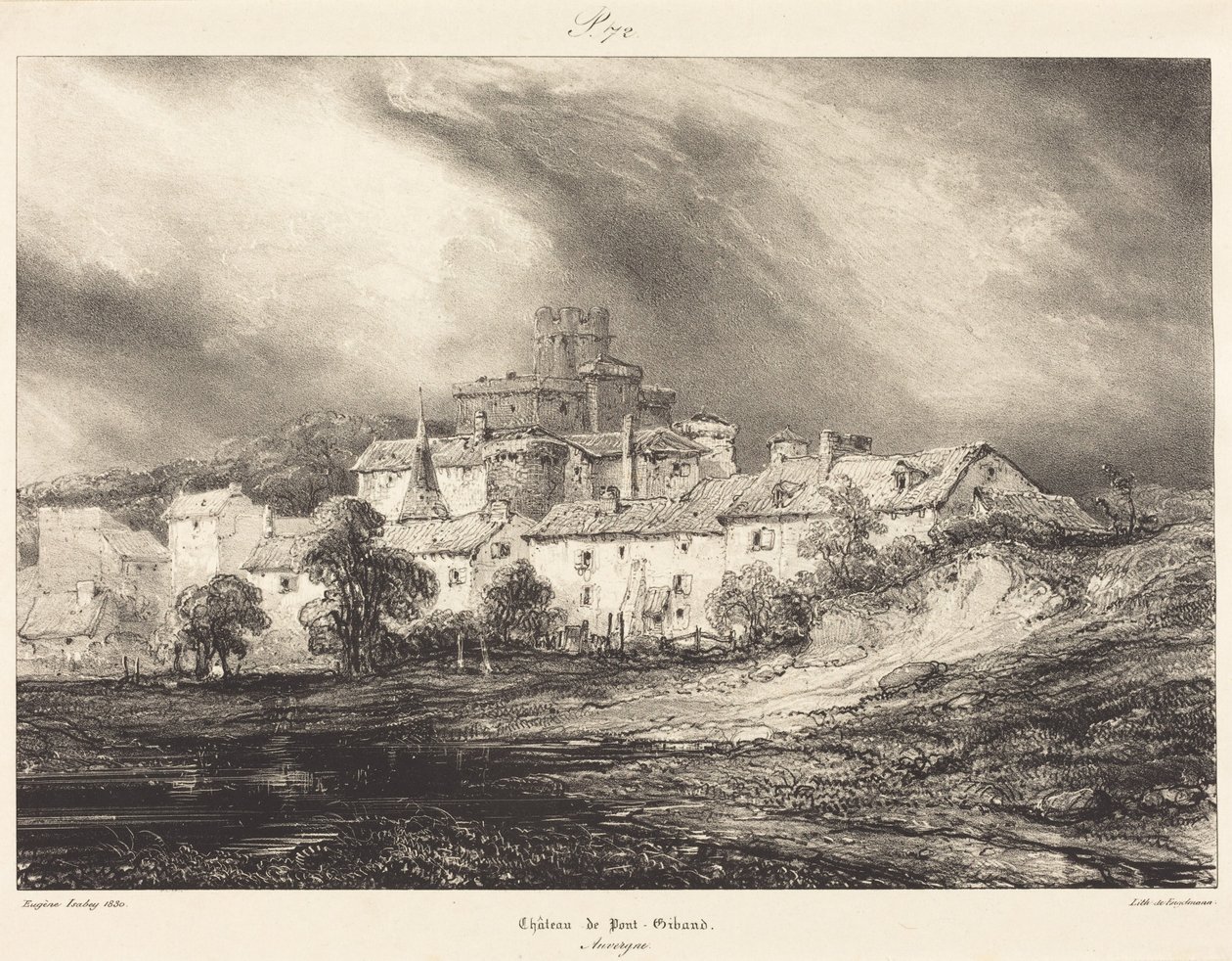 Zámek Pont-Gibaud od Eugene Isabey