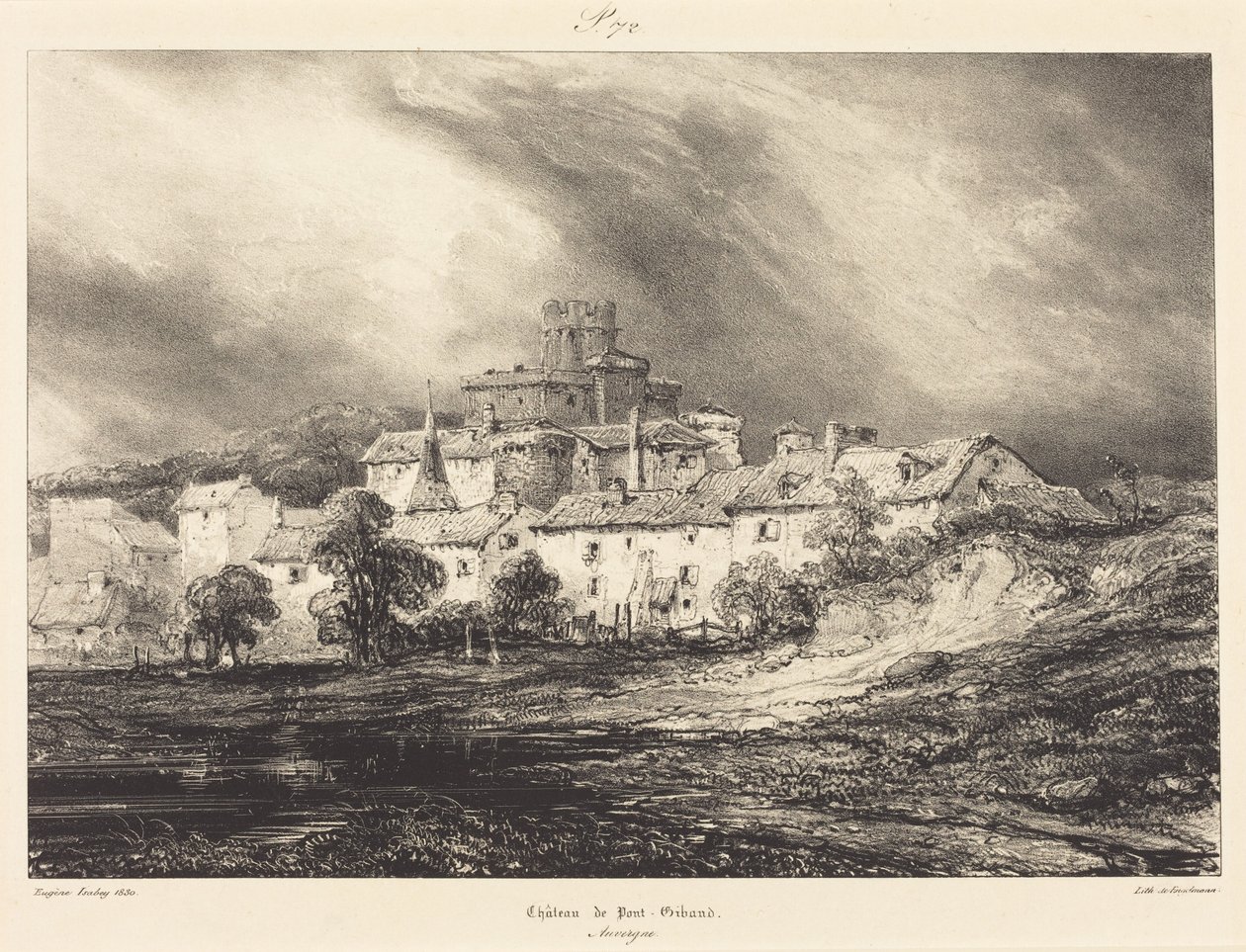 Zámek Pont-Gibaud od Eugene Isabey
