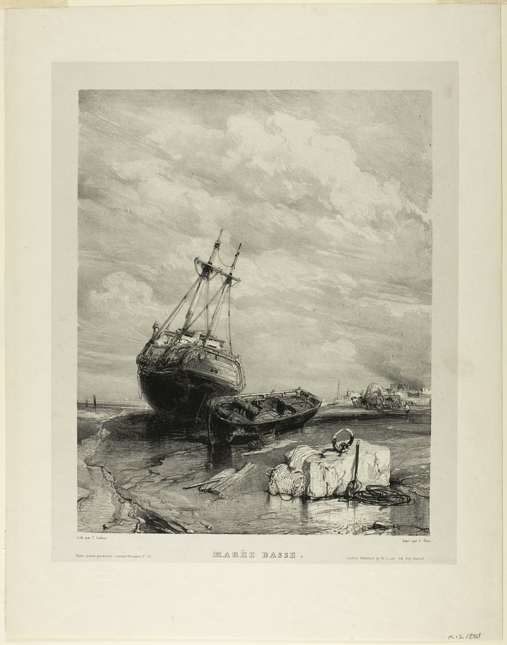 Low Tide, deska šest od Six Marines od Eugene Isabey