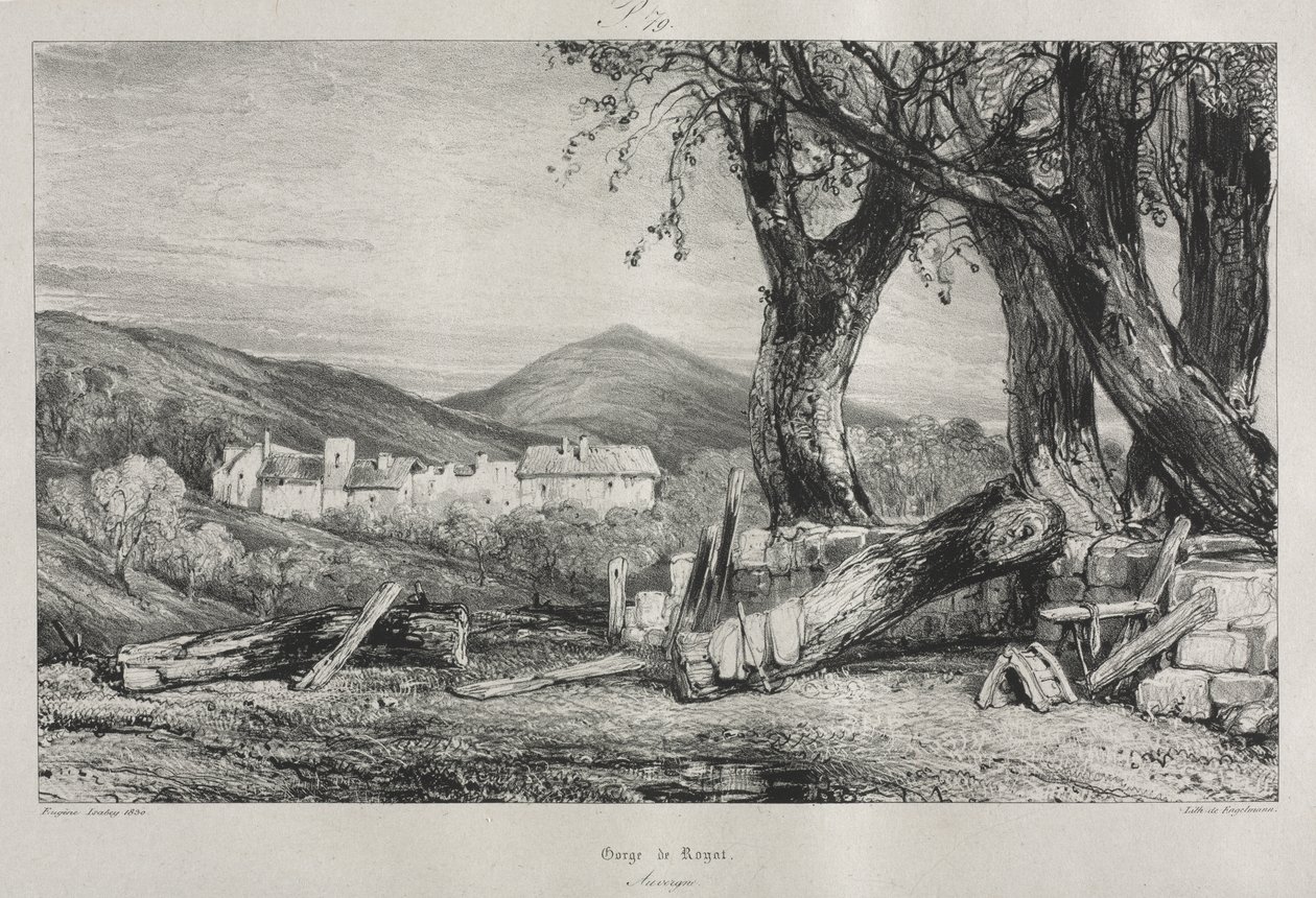 Malebné a romantické cesty ve staré Francii: Auvergne (vol. II), Royatská soutěska, deska 79 od Eugene Isabey