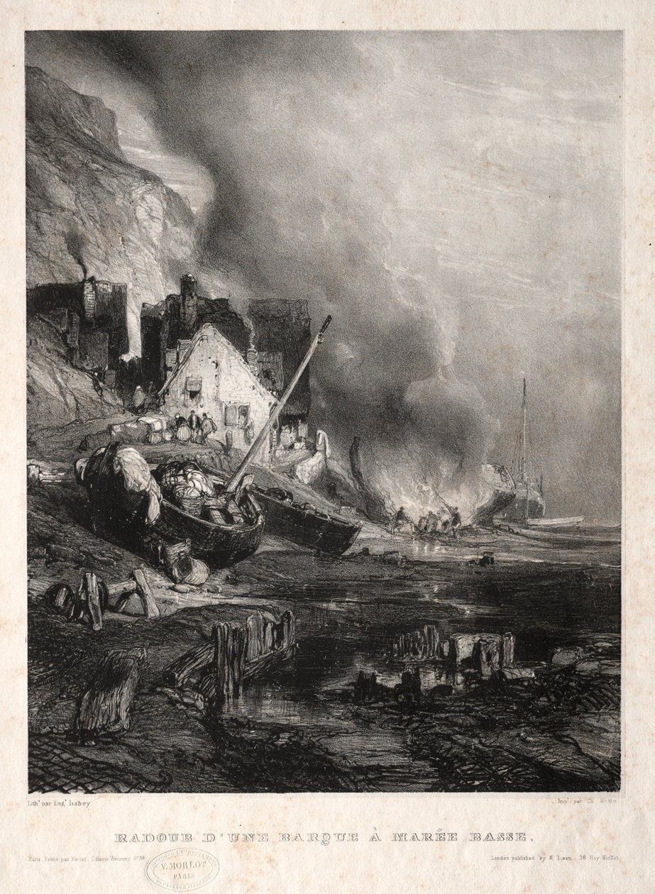 Šest mariňáků: Radoub dune barque à marée basse, 1833. od Eugene Isabey