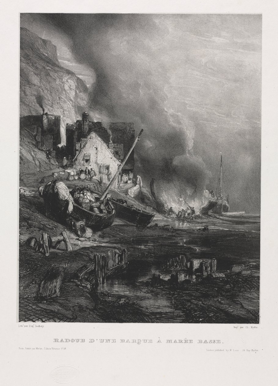 Six Marines: Refitting of a Boat at Low Tide , 1833. od Eugene Isabey