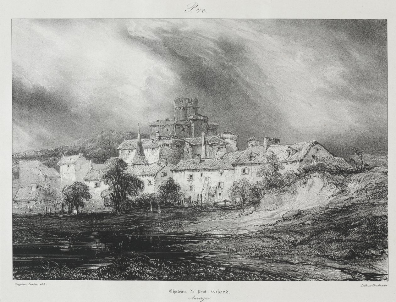 Malebné a romantické cesty ve starověké Francii, Auvergne: Château de Pont-Gibaud od Eugene Isabey