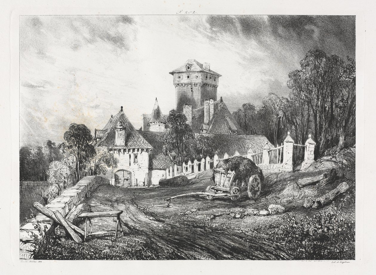 Malebné a romantické cesty ve starověké Francii, Auvergne: Château de Pesteil v Polminhacu od Eugene Isabey